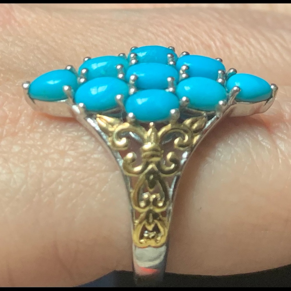Arizona Sleeping Beauty Turquoise Ring Vermeil YG &Platinum Over Sterling Silver
